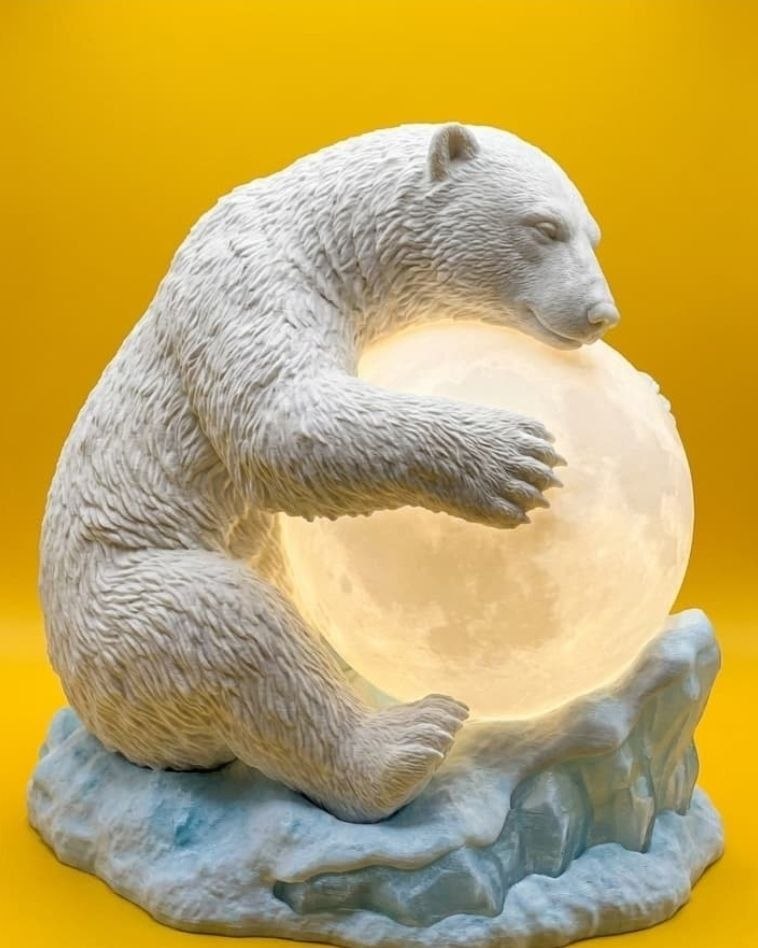 Arctic Polar Bear Moon Lamp