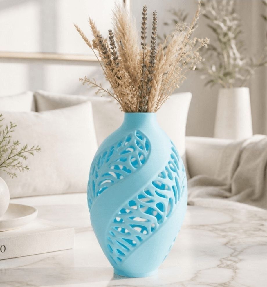 Blue Leaf Lace Vase