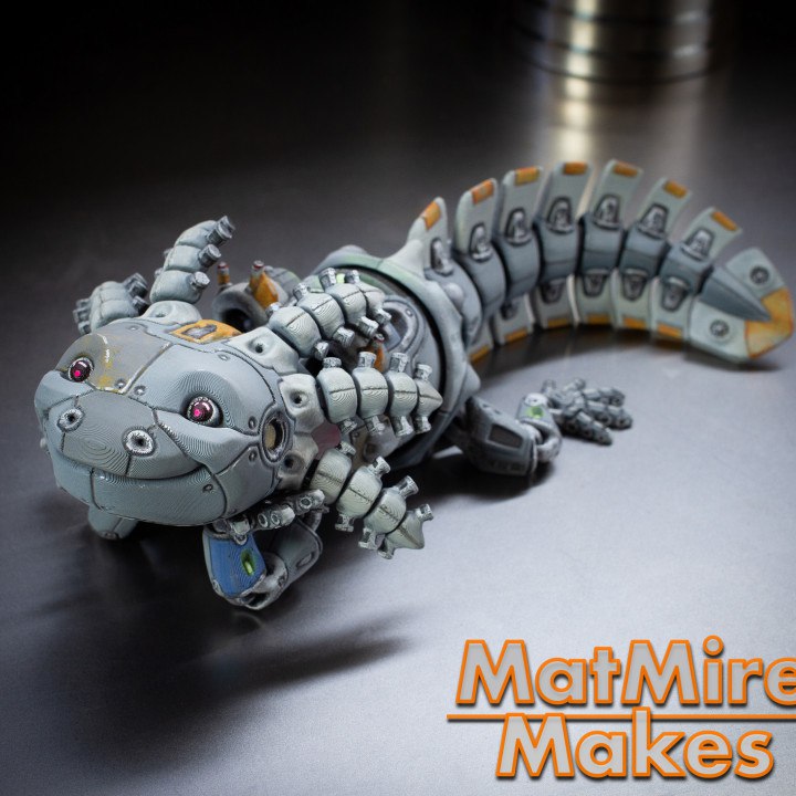 Robolotl Robot Axolotl Print In Place Body Snap Fit Head Cute Flexi