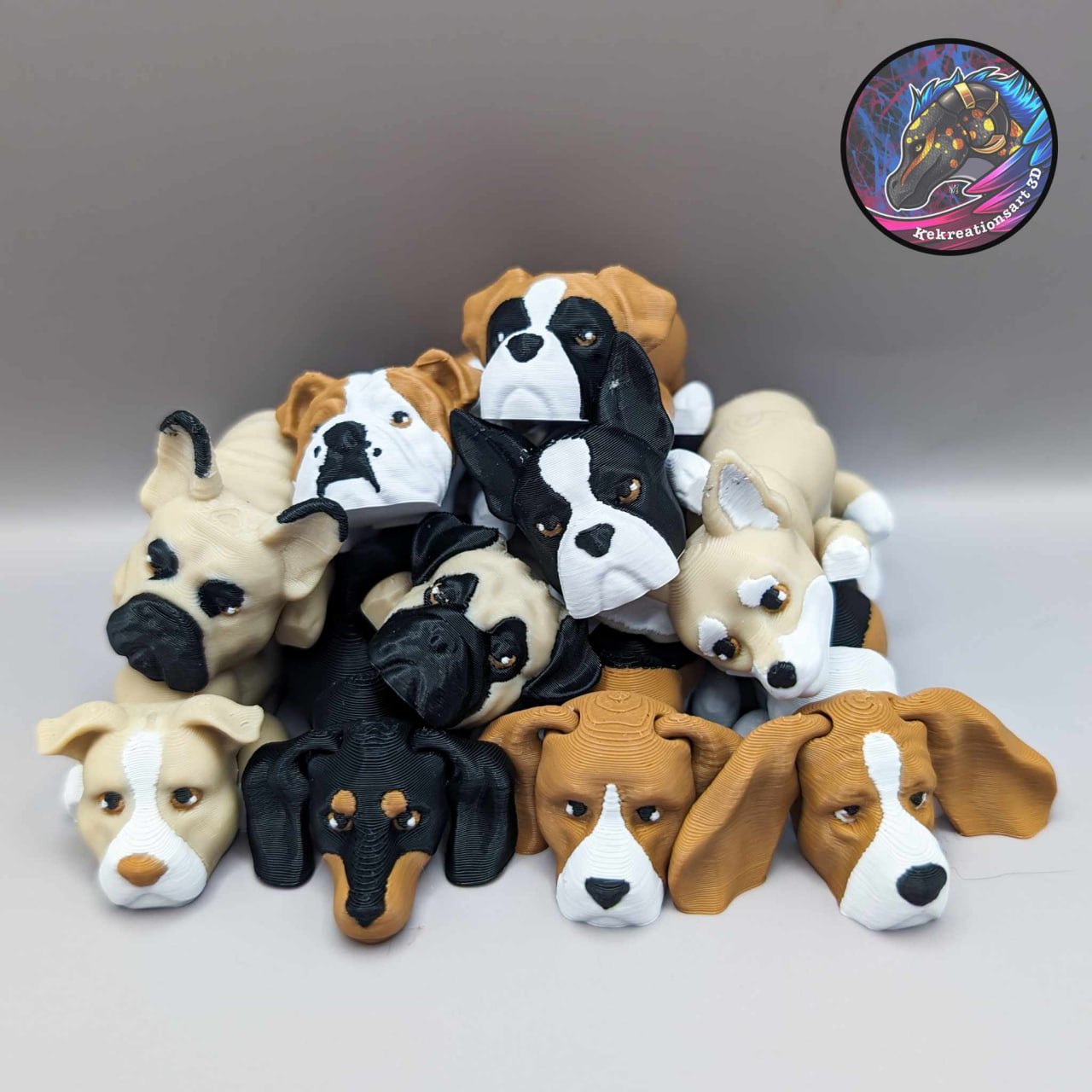 Kekreations Baby Flexi Dog Keychain Set 3