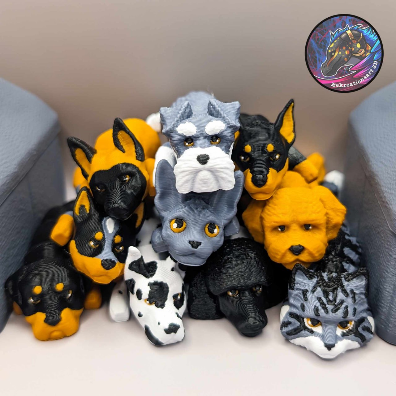 Kekreations Baby Flexi Dog Keychains Set 4