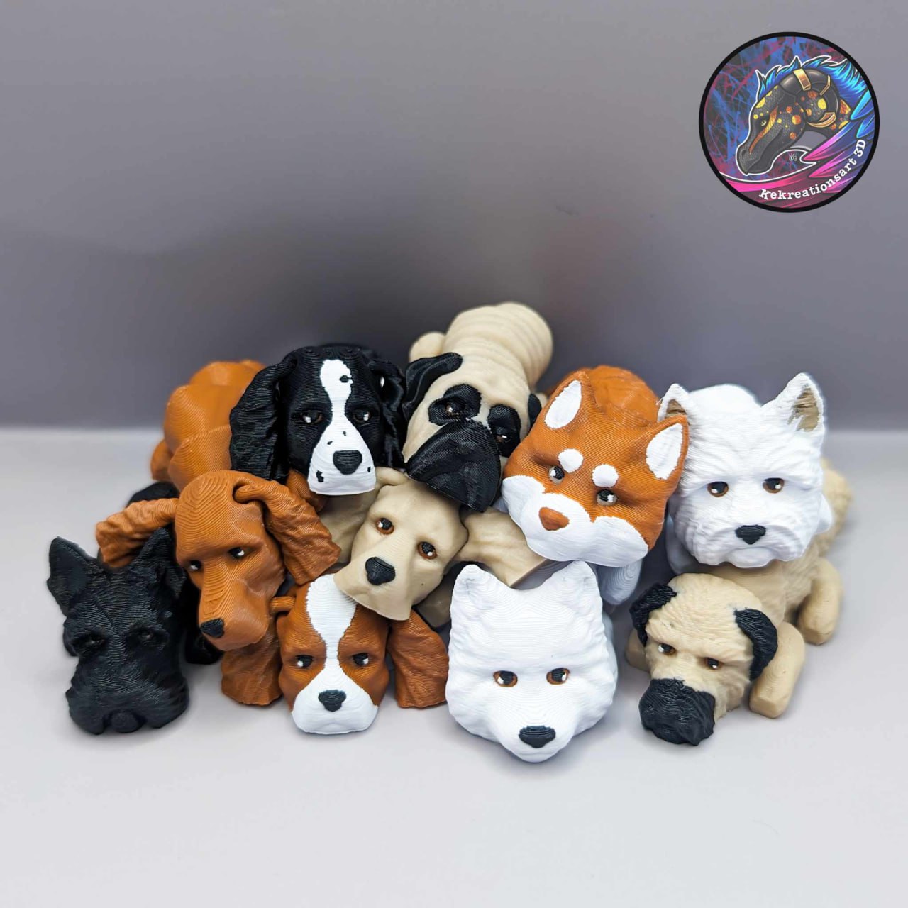Kekreations Baby Flexi Dog Keychains Set 5