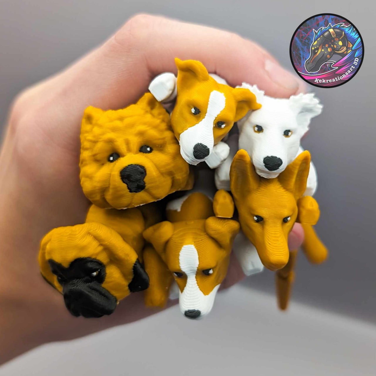 Kekreations Baby Flexi Dog Keychains Set 6 5