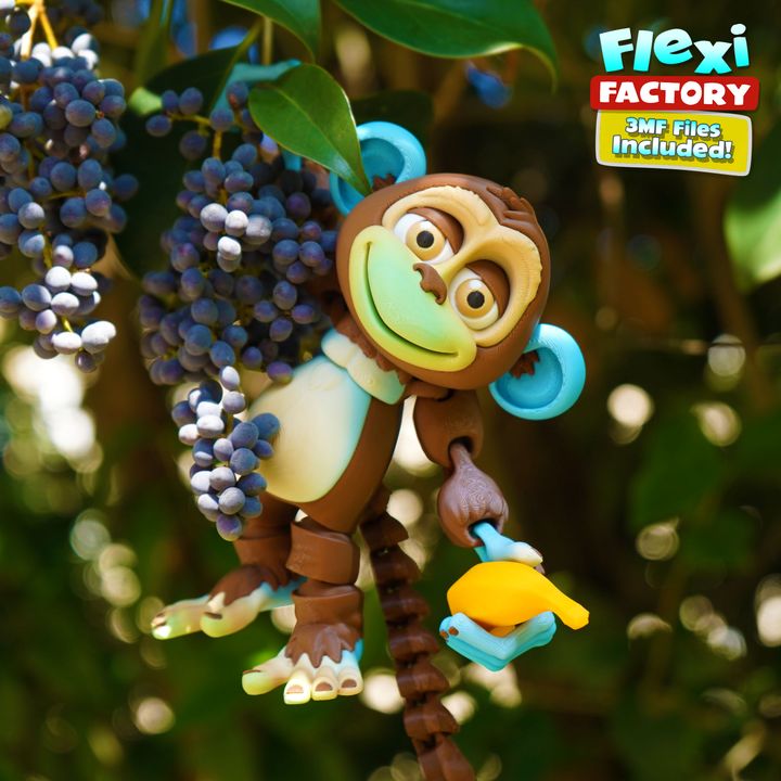 Flexi-Factory-Monkey-Banana-And-Tree-With-3mf-Files-Included