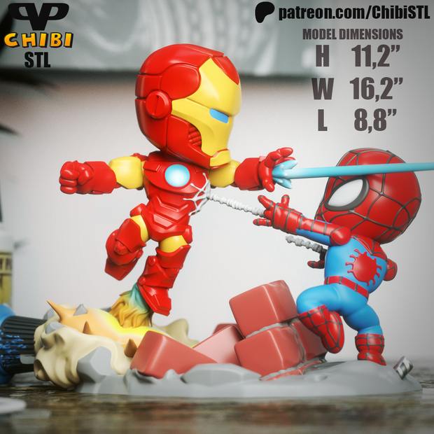 Iron Man Vs Spider-Man Chibi