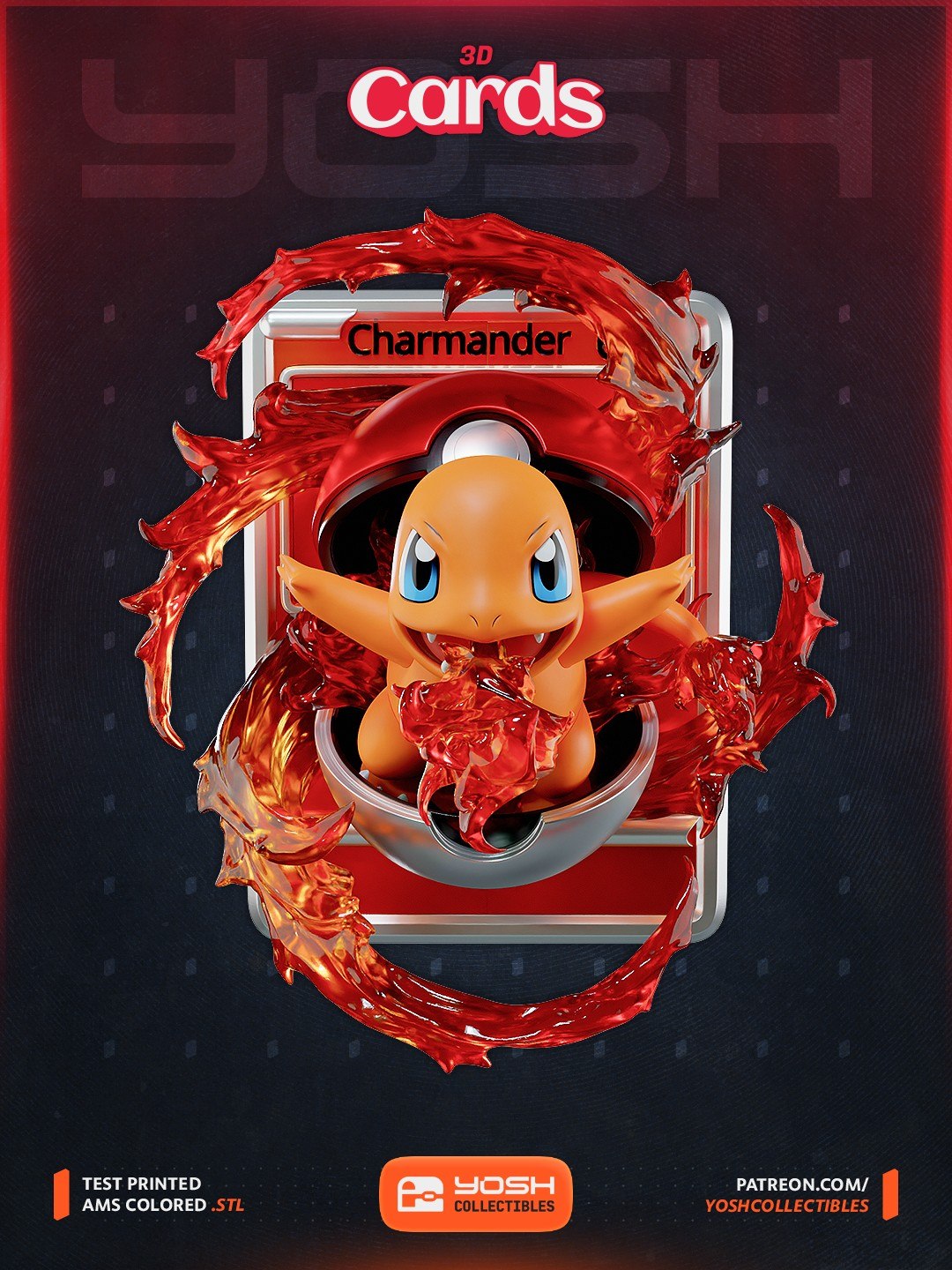 #0004 Card 3D Printer STL Charmander - Yoshstudios Part1