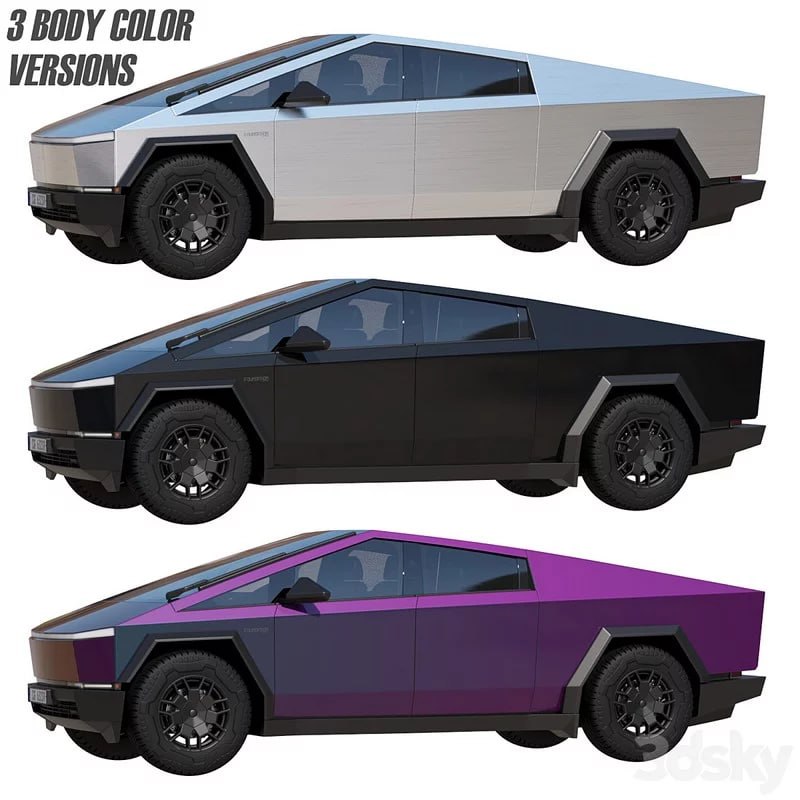 Tesla Cybertruck Mid-Poly - 3D Model