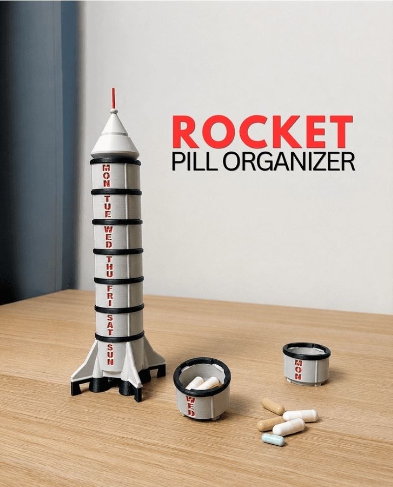 Rocket Pill Box, Stackable Storage Box