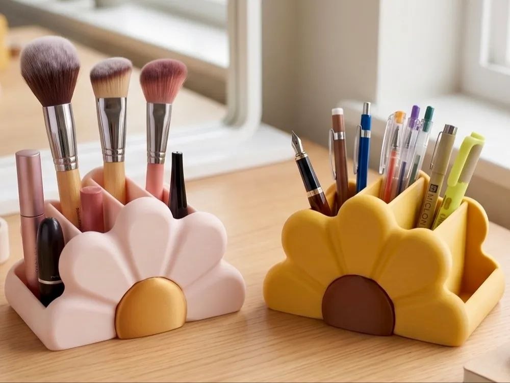 Beautiful Floral Desk Makeup Organizer
