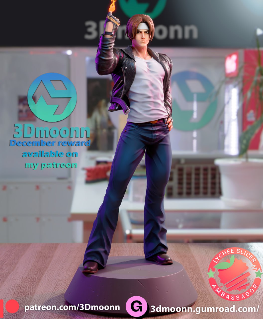 3Dmoonn – Kyo Kusanagi – 3D Print Model STL