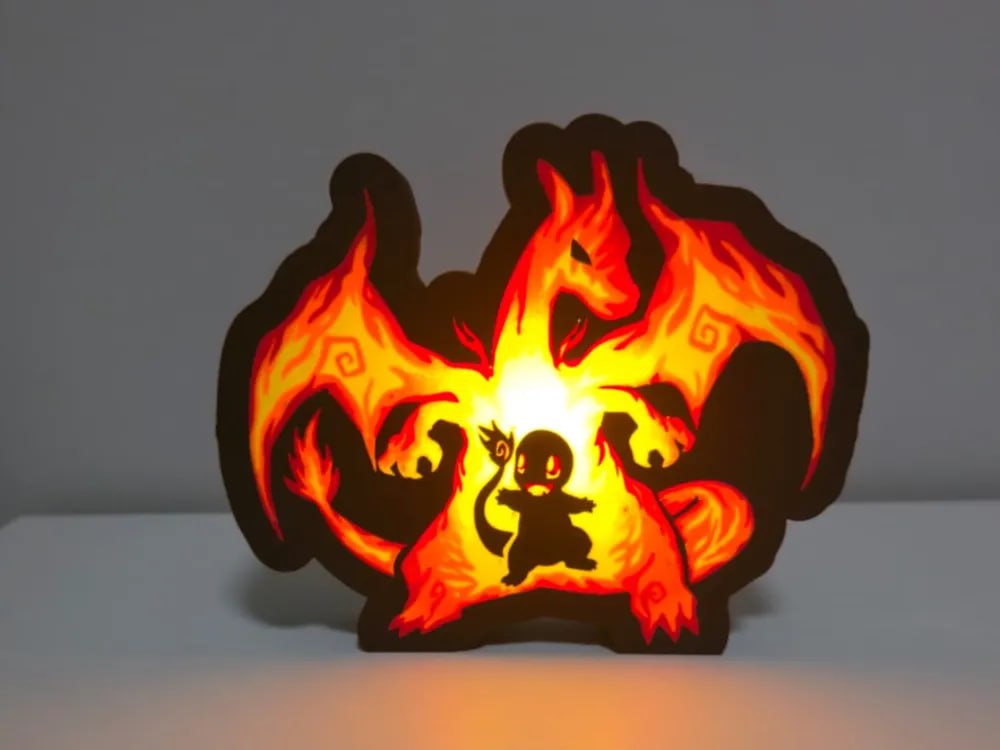 Charmander Y Charizard Caja De Luz - LáMpara PokéMon