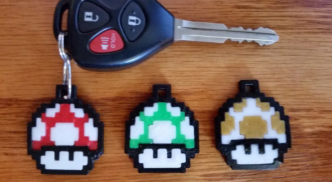 9222 Super Mario 8-Bit Mushroom Keychain
