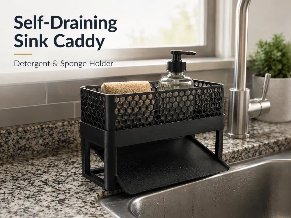 Kitchen Sink Caddy With Drainage Spout (Grid) Stls