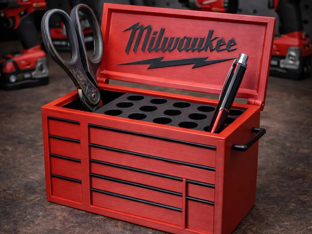 Toolbox Pen Holder (Milwaukee Edition)