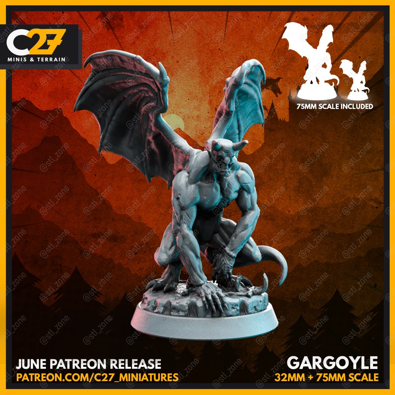 Gargoyle-Miniature-32mm-And-75mm-Scale