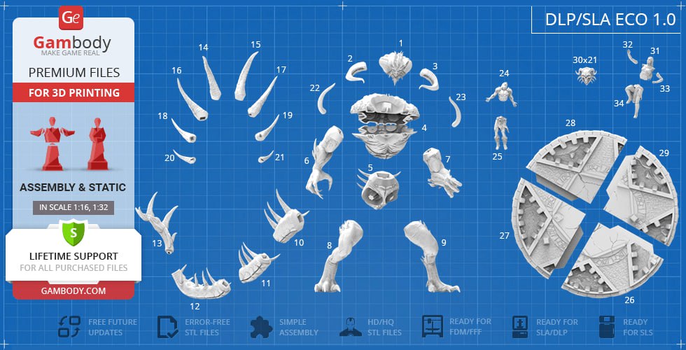 Diablo Heroes Diablo II Classic 3D Printing Figurine SLA ECO Hollow
