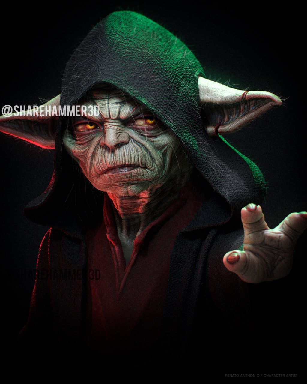 CA3D - Dark Yoda Bust