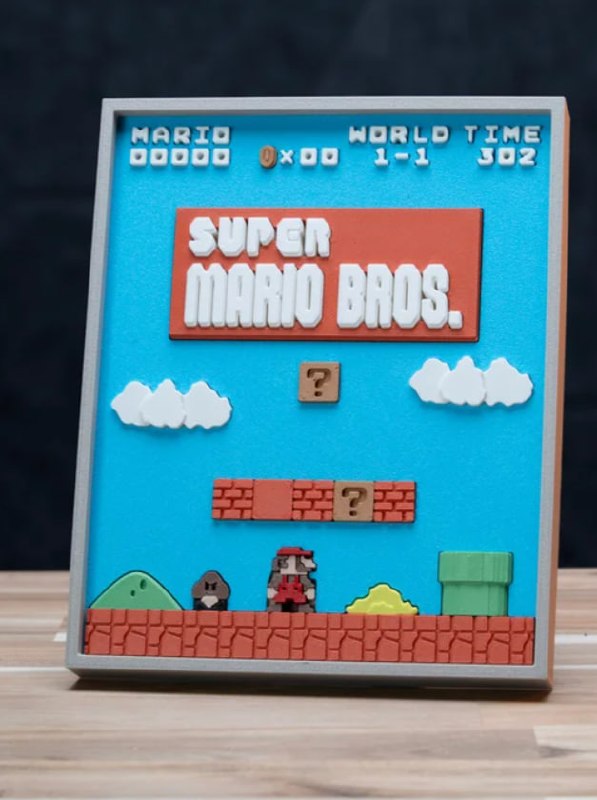 Super Mario Bros Arcade Game Picture Frame Kit No Supports, No AMS
