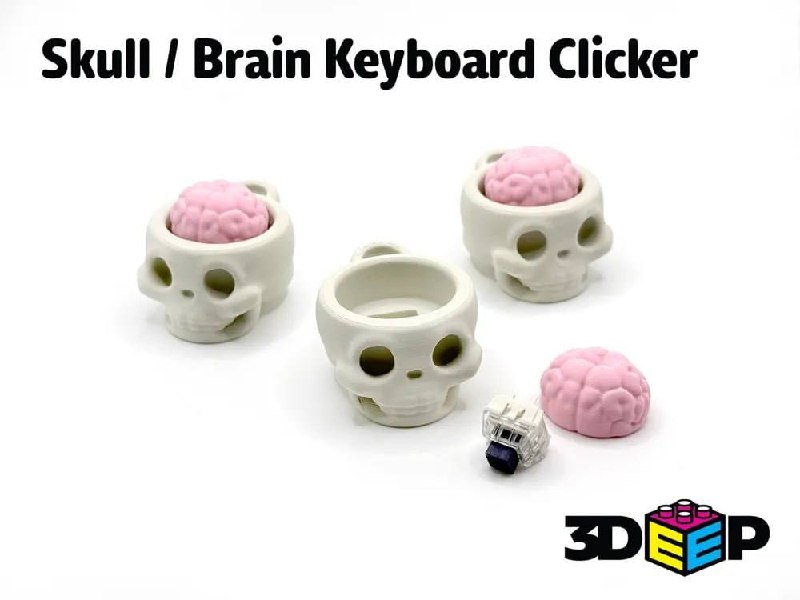 Skull Brain Clicker Keychian Stls