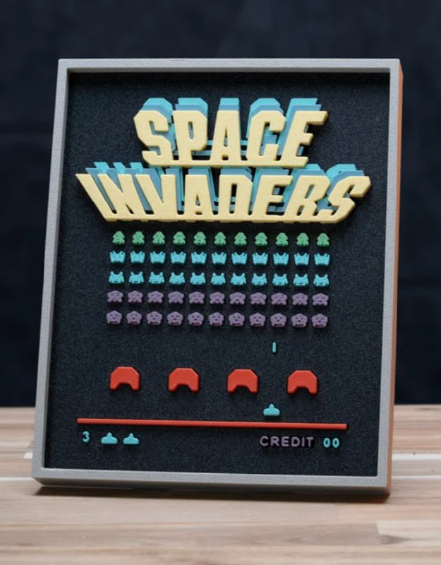 Space Invaders FREE Arcade Game Picture Frame Kit No Supports, No