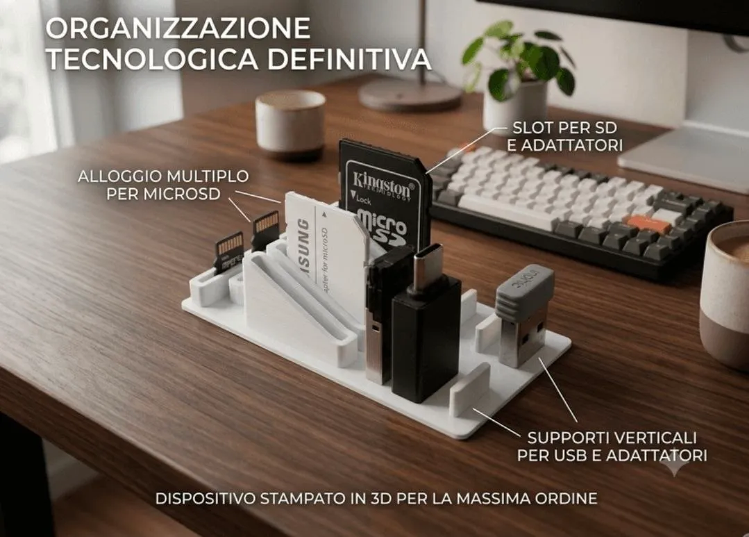 All In One SD, MicroSD & USB Desk Organizer