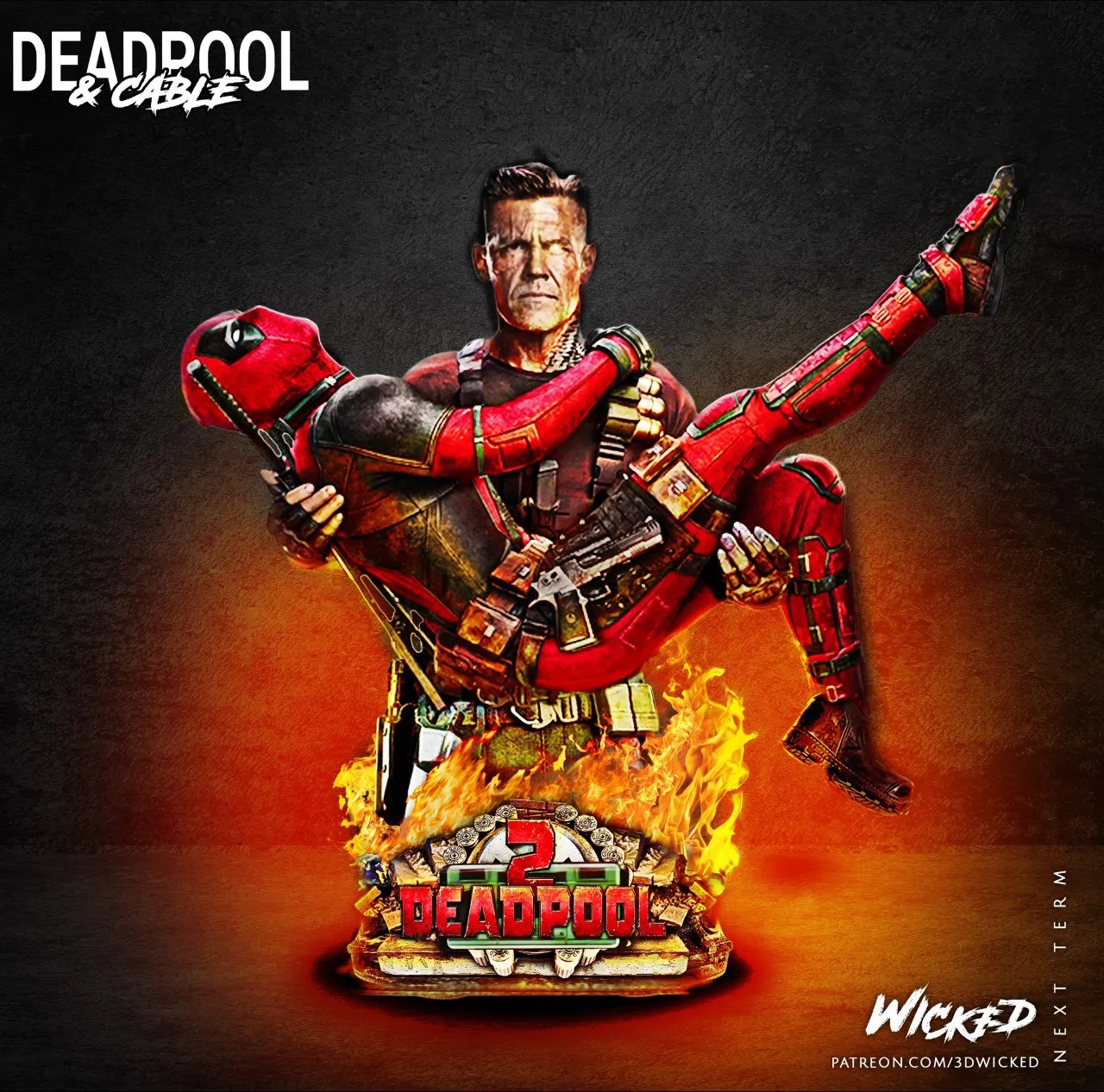 WICKED - Deadpool & Cable Bust 345mm (Non Supported)