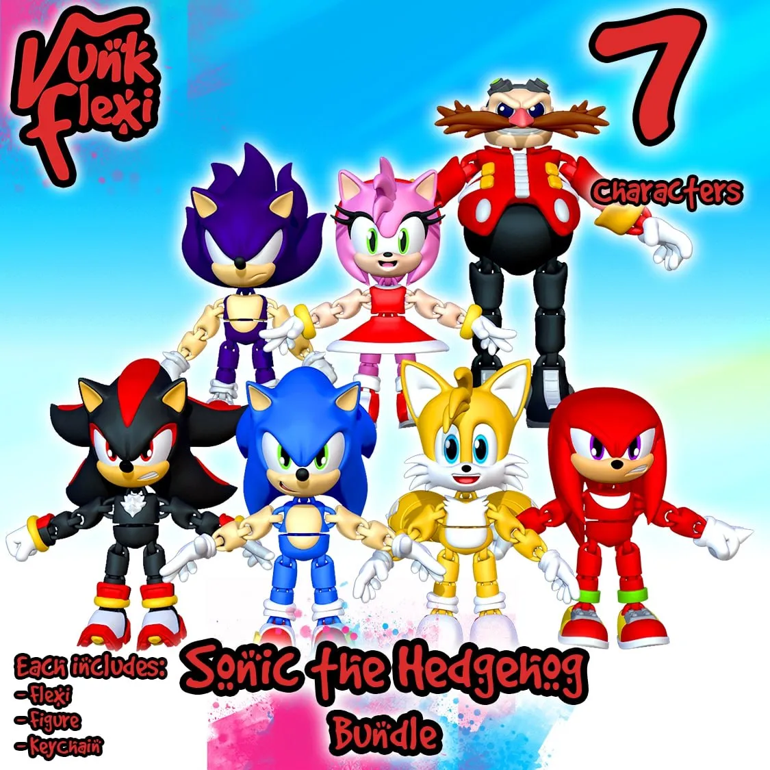 Dark Sonic, Shadow, Amy, Tails, Sonic, Tails, Knuckles,Eggman, Normal
