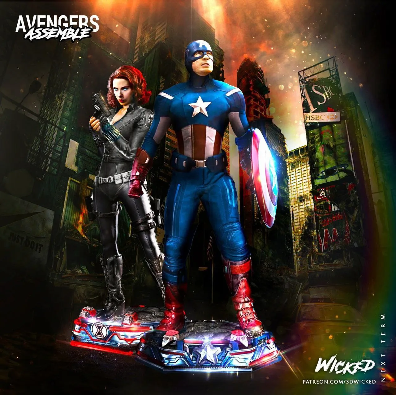 WICKED - Captain America Statue 345 Mm (Non Supported)