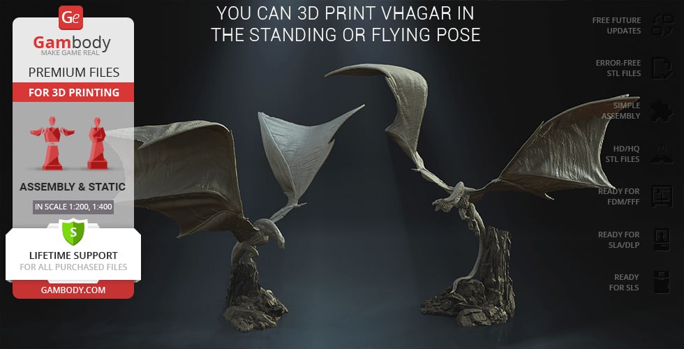Gambody - Vhagar Dragon - FDM Flying Pose 1