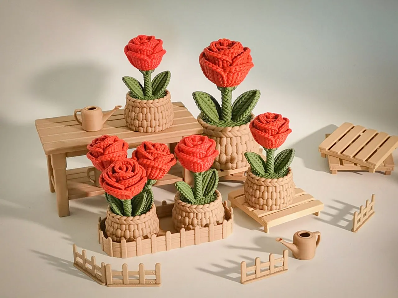 Knitted Rose Ornament
