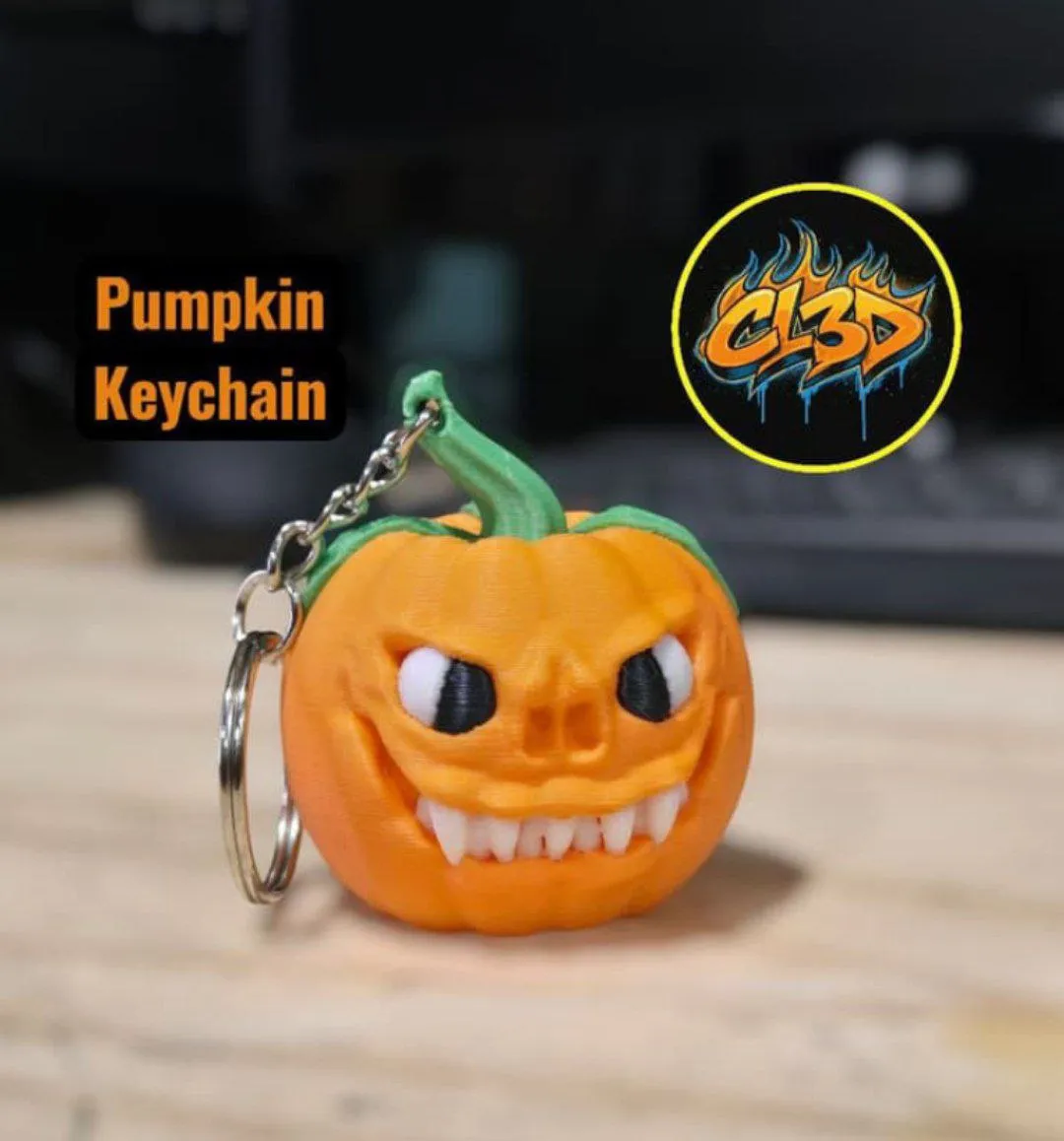 Scary Pumpkin Keychain