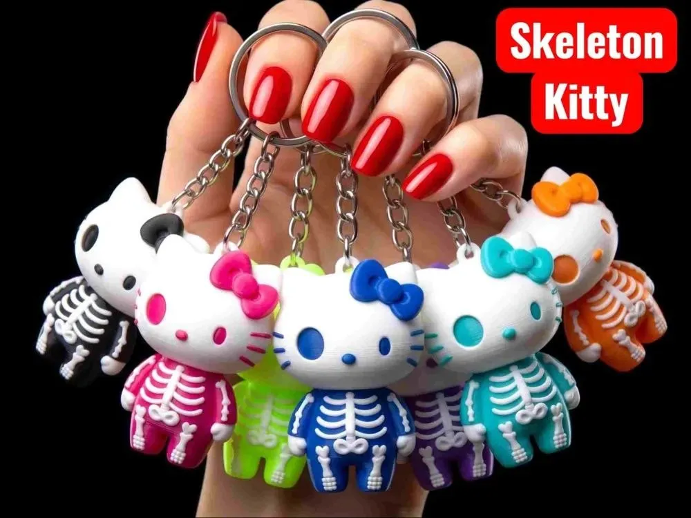 Kitty Skull Keychains AMS Stls