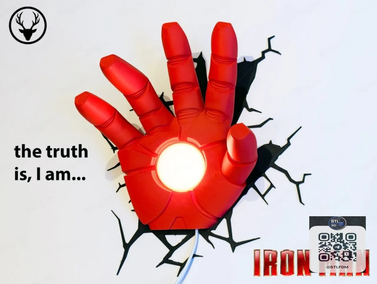 Iron Man Hand - LED Lamp EDITION 3MF Stls