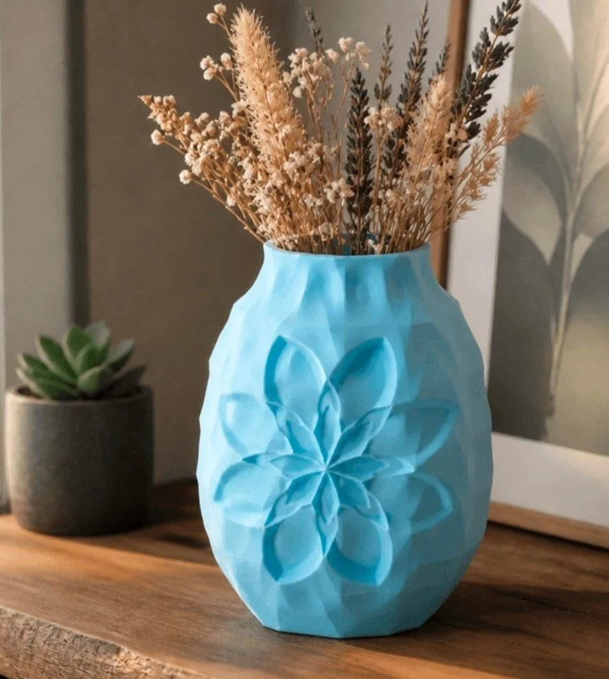 Blue Lotus Geometric Vase