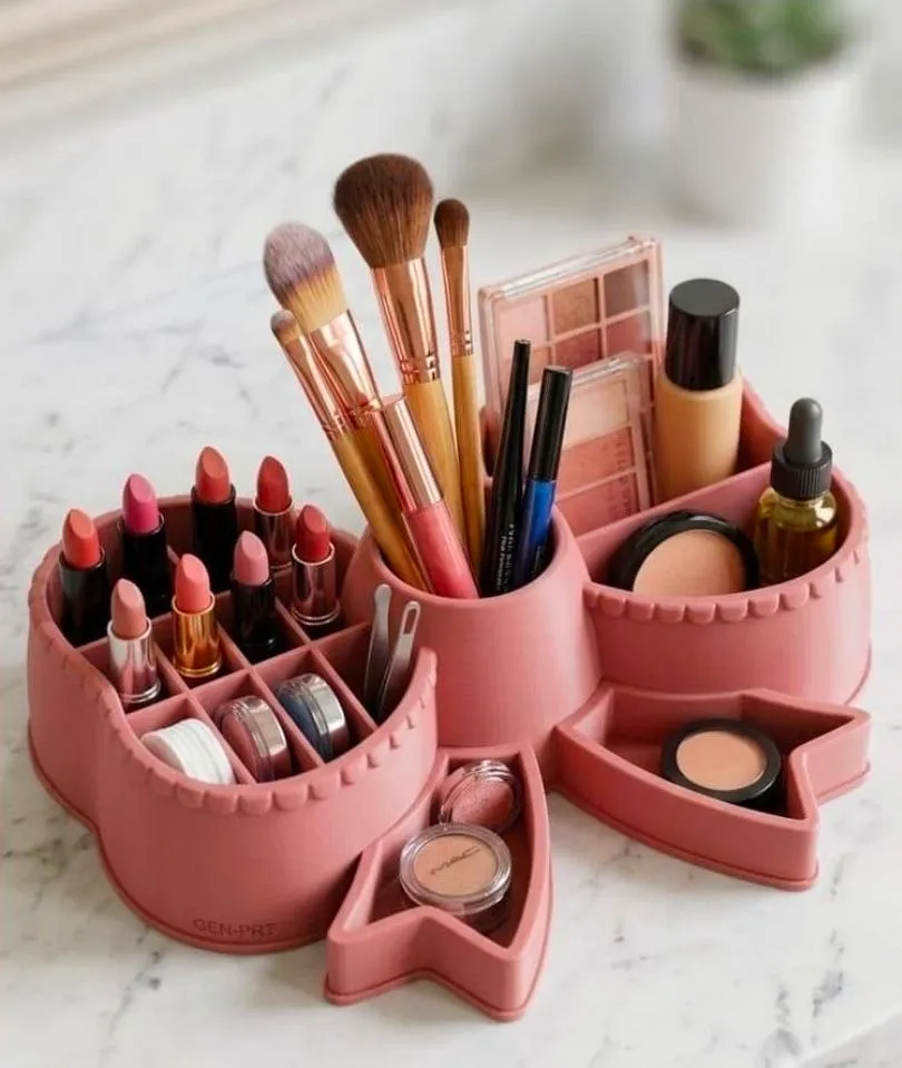 Bow Vanity Organizer Makeup Accessory Storage