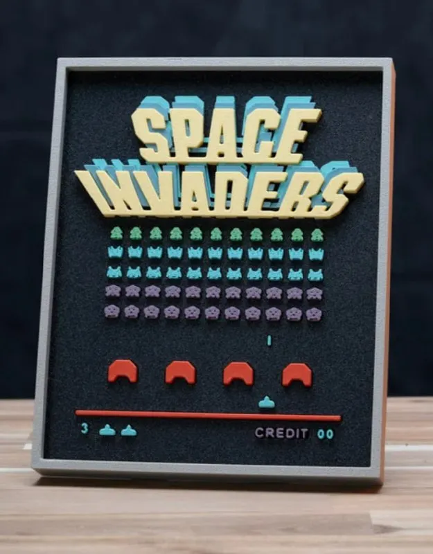 Space Invaders FREE Arcade Game Picture Frame Kit No Supports, No