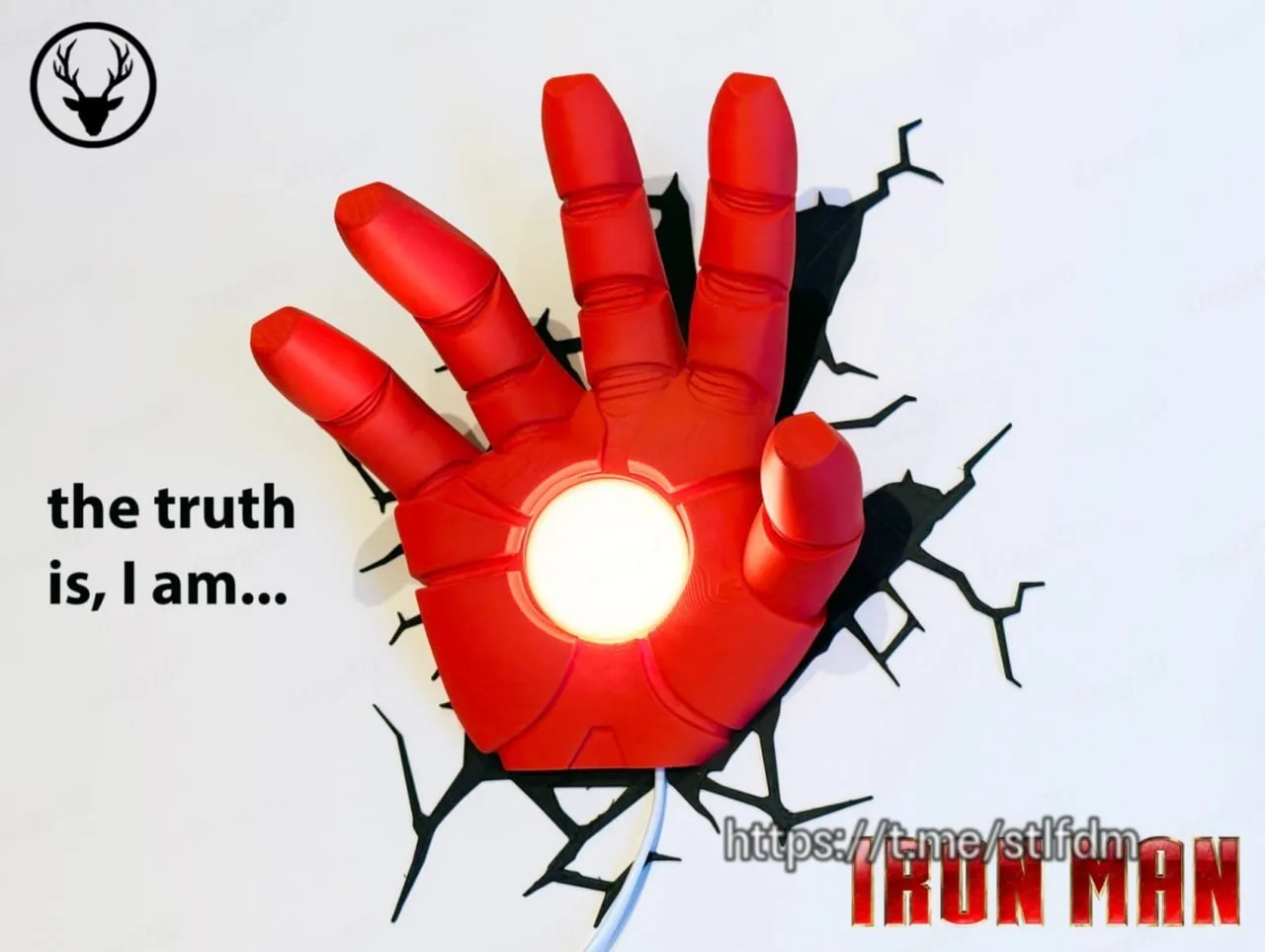 Iron Man Hand - LED Lamp EDITION 3MF Stls(1)