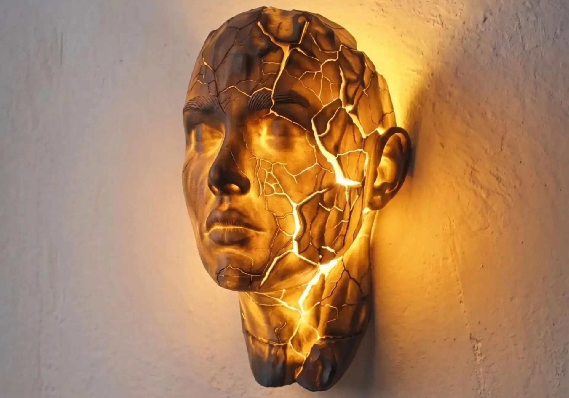 Cracking Face Wall Lamp Maker World