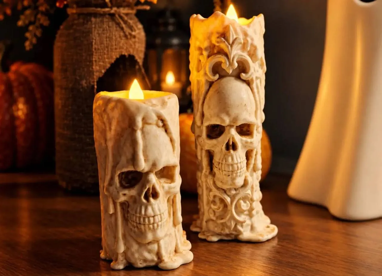 Halloween Skull Tea Light Candle Holders
