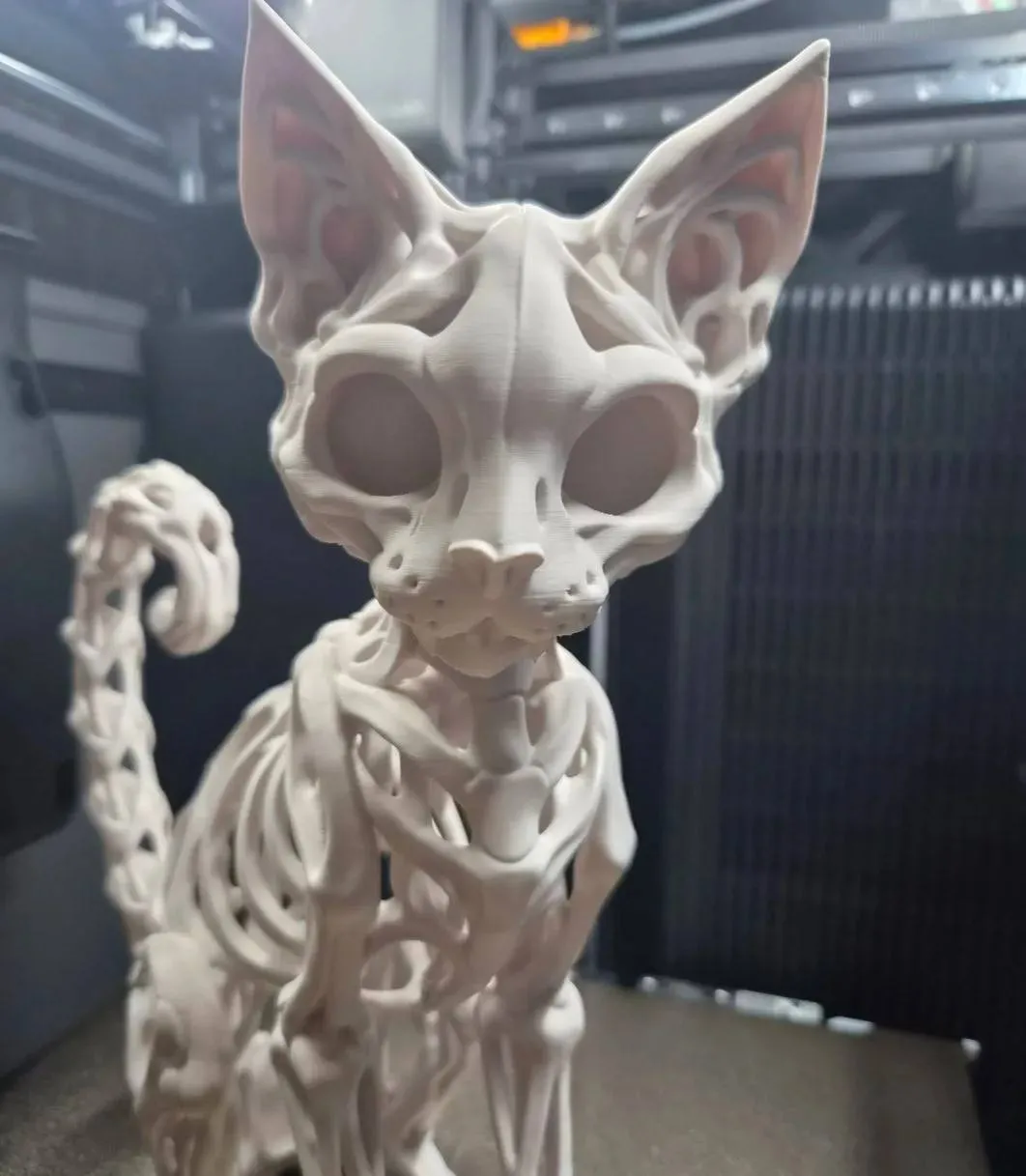 Bone Cat Skeletal Feline Sculpture