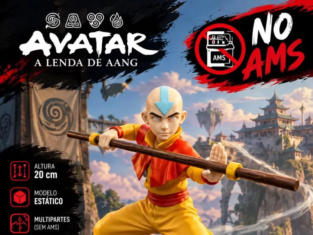 Avatar A Lenda De Aang Action Figure 3D Sem AMS
