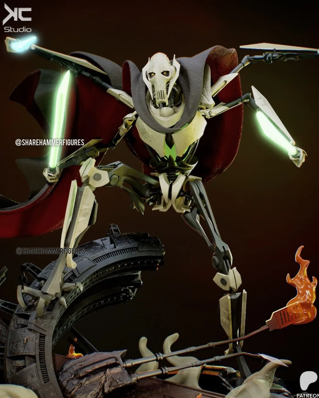 KcStudio General Grievous Star Wars Fanart Sharehammer Figures Plus
