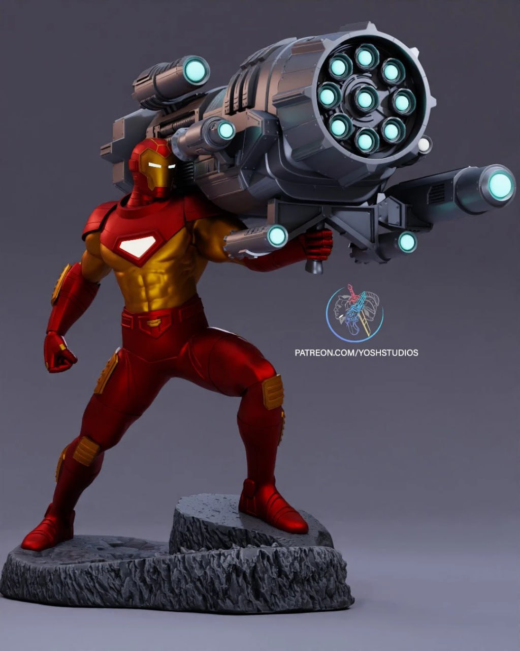 YoshStudios Modular Iron Man Statue With Proton Cannon