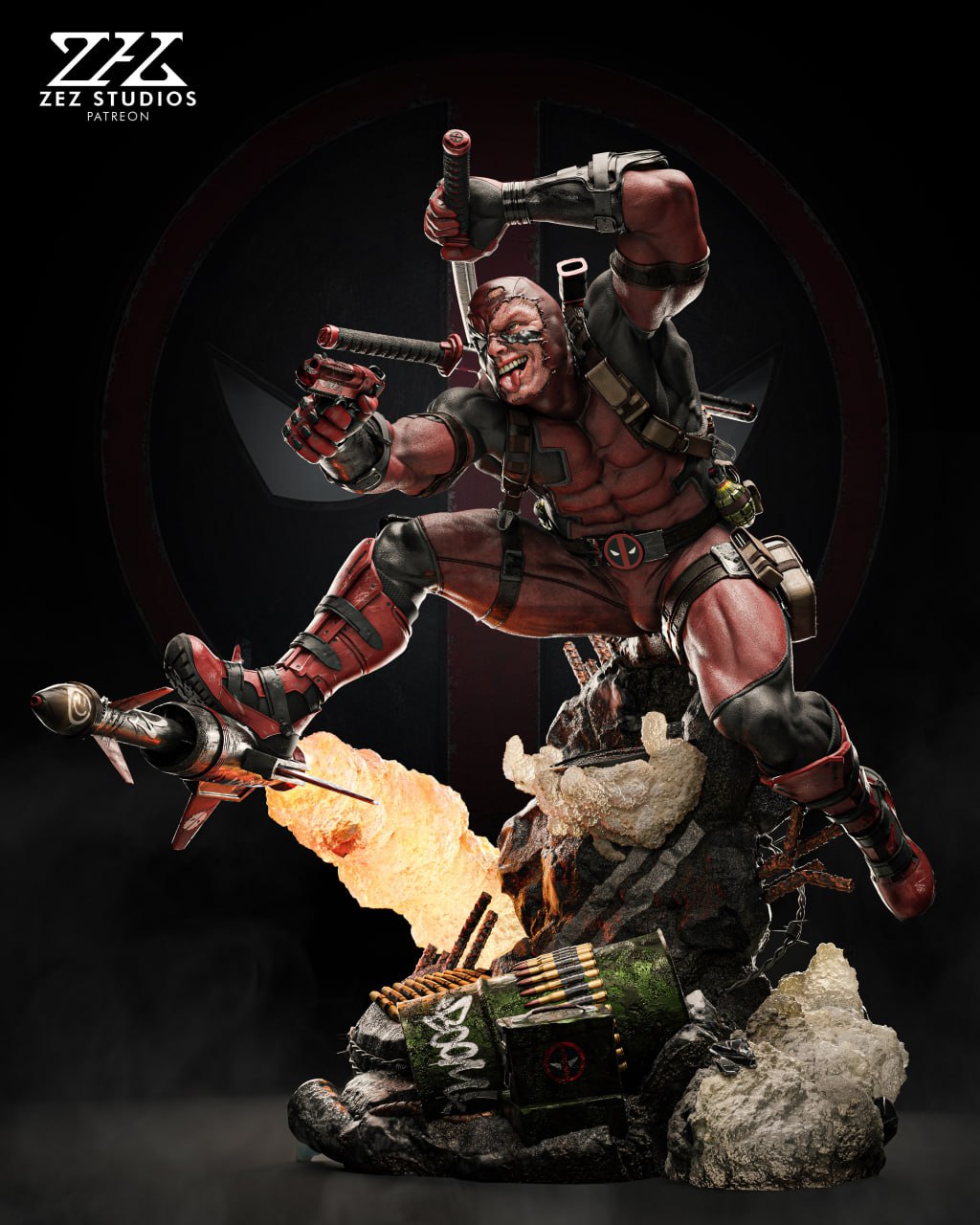 ZEZ Studios – Deadpool Statue And Bust – 3D Print Model STL Part2