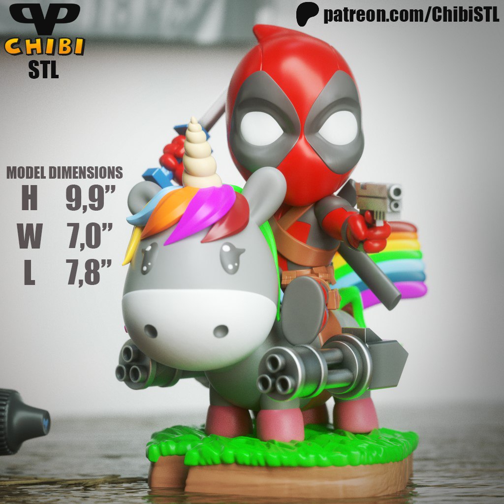 3DXM - Deadpool On Unicorn Chibi