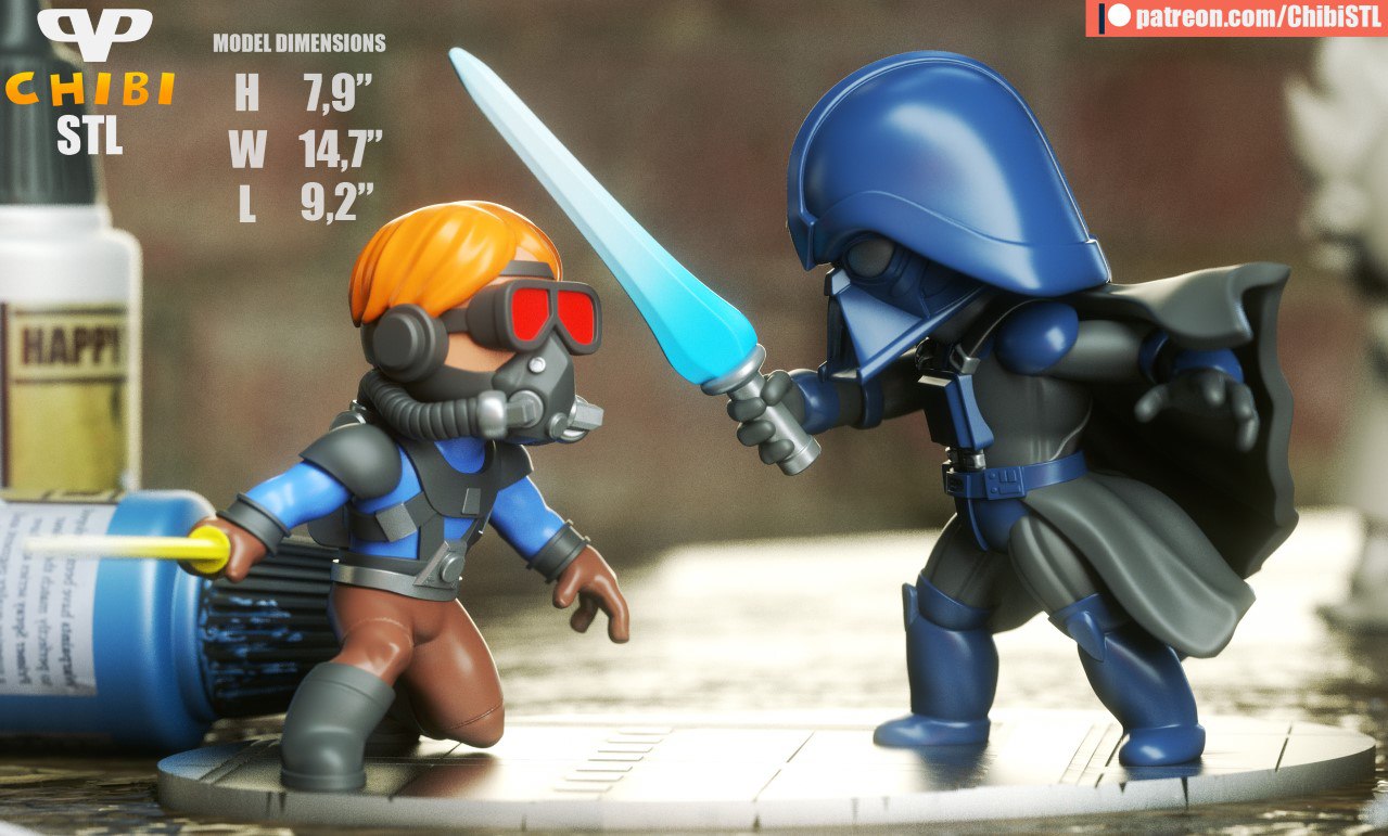 3DXM - Ralph Mcquarrie Luke Vs Vader Chibi