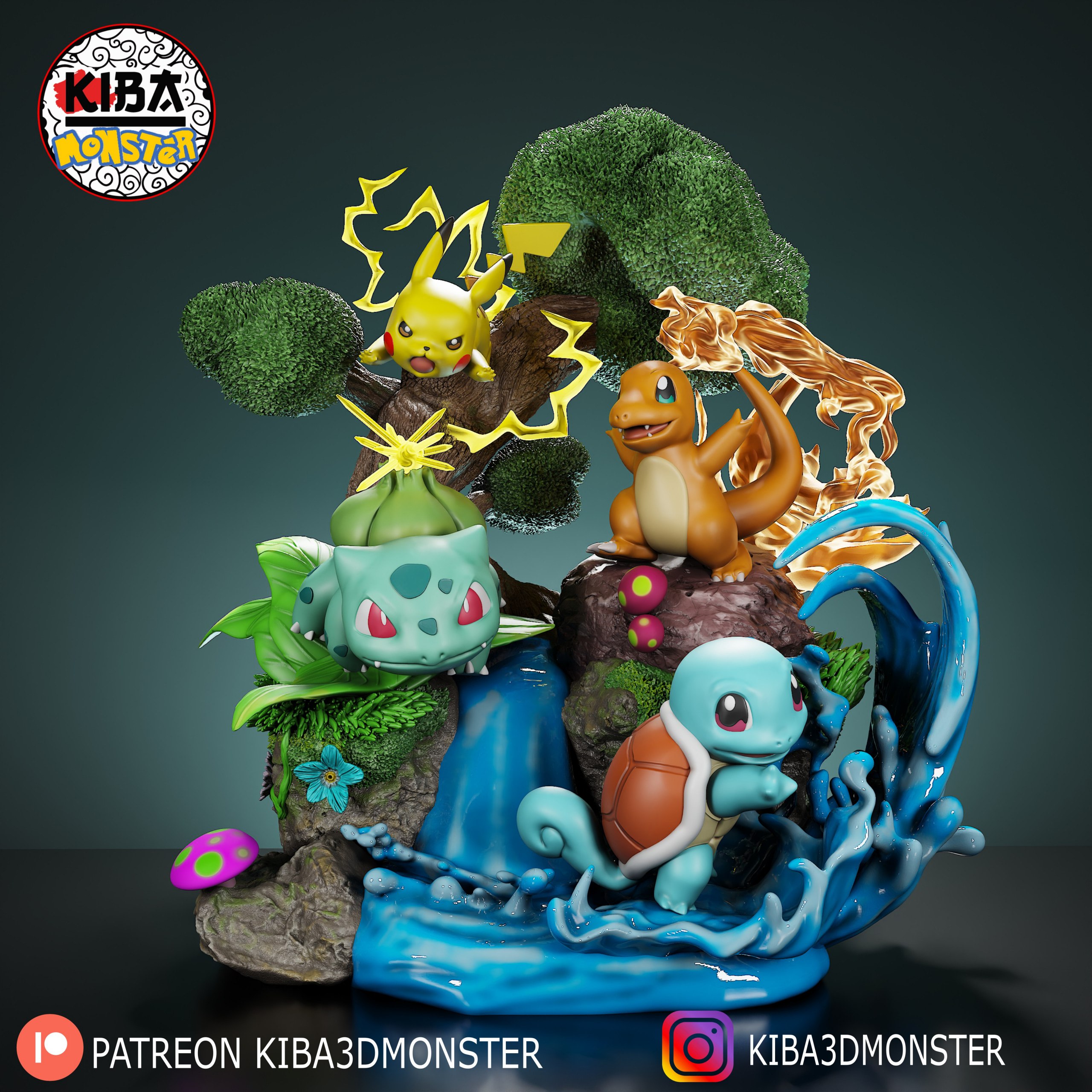 Kiba Monster - Base Diroama Pokemons Iniciales