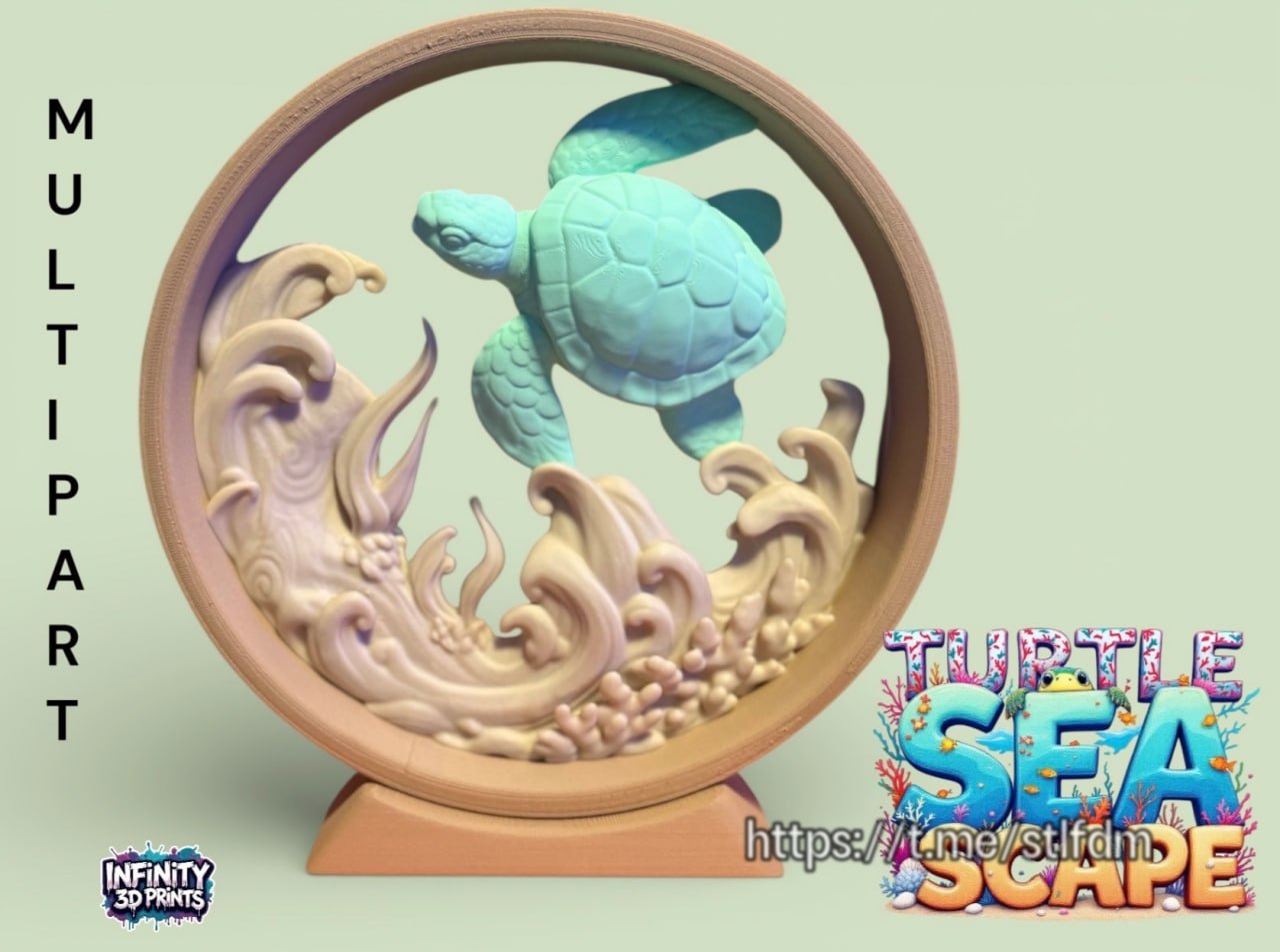 Turtle Sea Scape Shelf Display(3) Stls