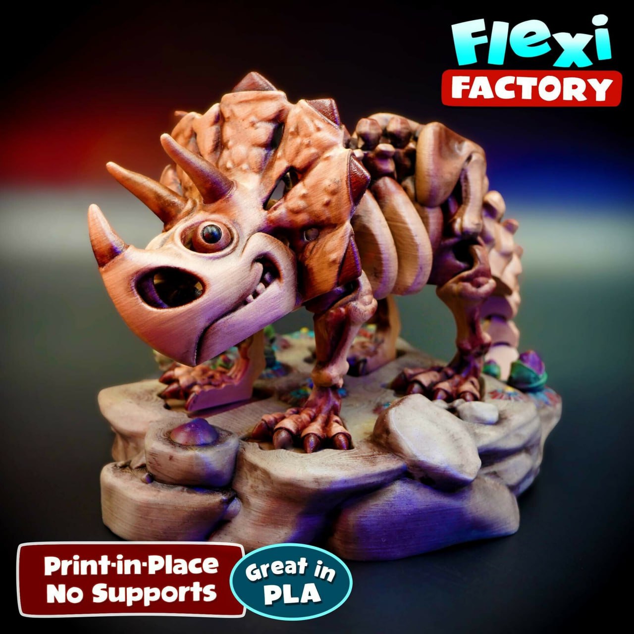 Flexi Factory Skeleton Triceratops Eyes Straight