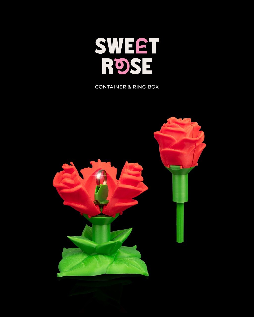 StlFlix- Sweet Rose, Container And Ring Box